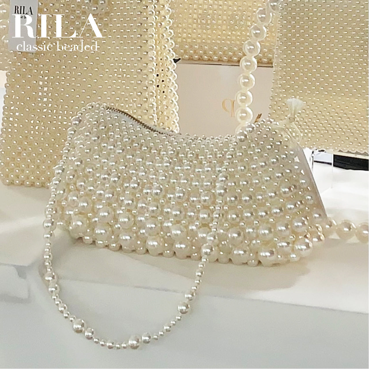 Pearl flap bag